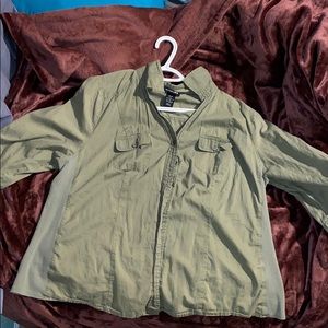 lane bryant army green button down